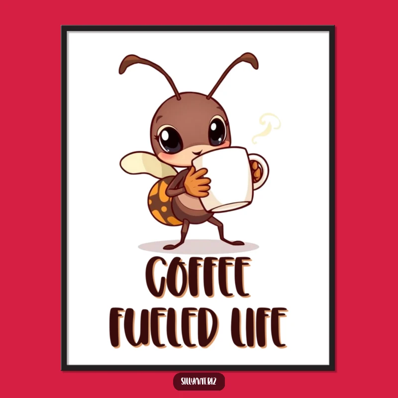 Funny Busy Ant Coffee Digital Art: Instant Motivation for Your Space