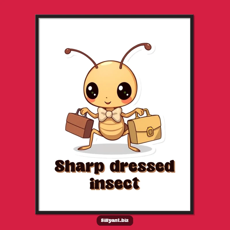 Funny Kawaii Ant Business Digital Art: Hilarious Print for Instant Download
