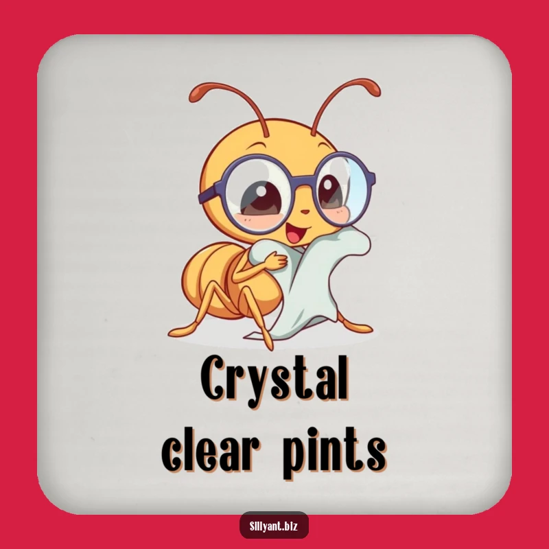 Funny Kawaii Ant Spectacles Coasters: Hilarious Set for Focused Drinkers