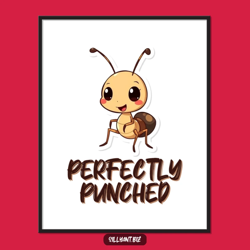 Funny Ant Hole Punch Poster: Whimsical Office Art for Your Walls