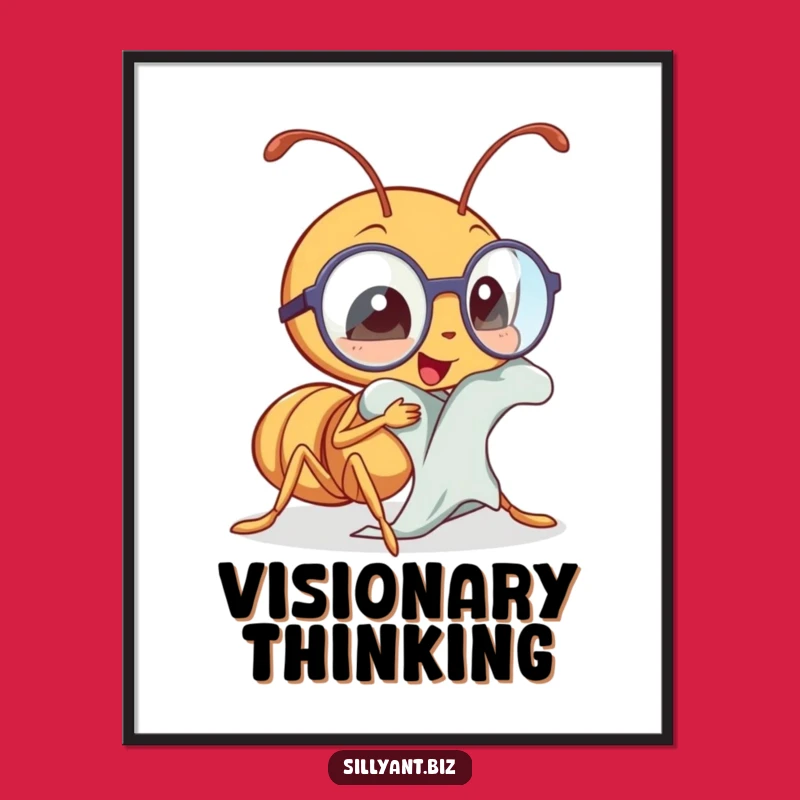 Funny Kawaii Ant Spectacles Poster: Hilarious Wall Art for the Focused