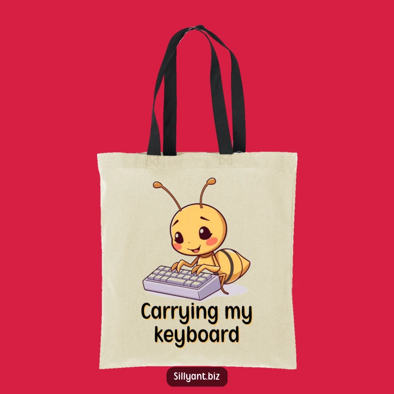 Funny Kawaii Ant Typist Tote Bag: Hilarious Carryall for Busy Bees